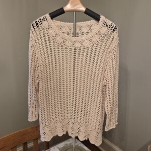 Elegant Cream Crochet Sweater
